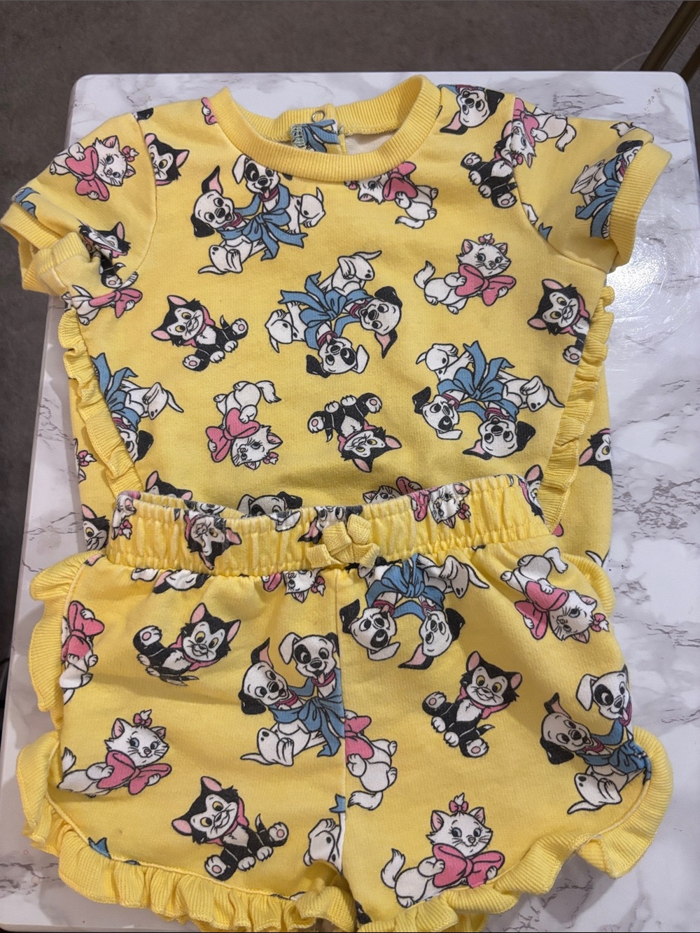 Disney Yellow Baby Set with 101 Dalmatians and Marie Print
